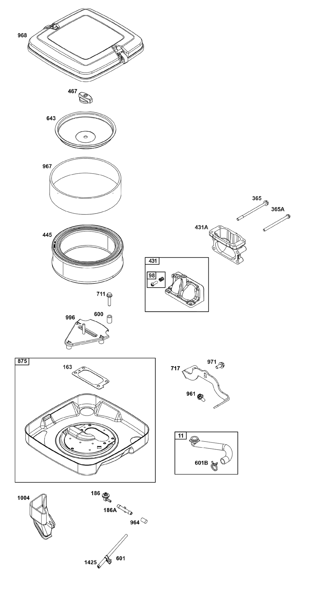 Air Cleaner Group Diagram and Parts List for 386447-3332-G1 200000 - 399999 Briggs and Stratton Engine